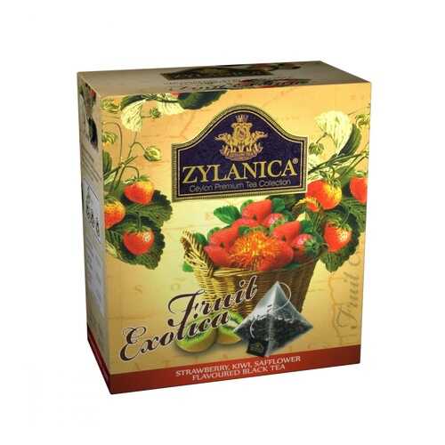 Чай Zylanica Fruit Exotica черный с клубникой киви лепестками сафлора 20 пирамидок в Самбери