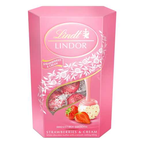 Конфеты Lindt lindor из белого шоколада с клубникой и сливками 200 г в Самбери