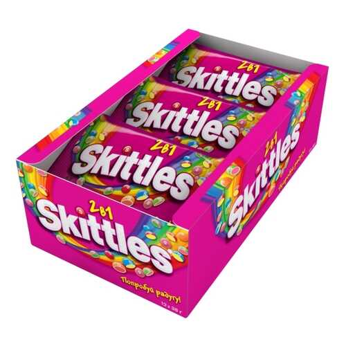 Освежающие конфеты Skittles 2в1 38 г 12 штук в Самбери