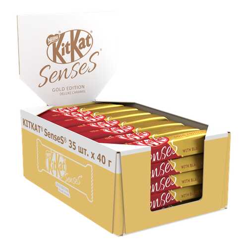 Белый шоколад KITKAT SENSES GOLD EDITION. DELUXE CARAMEL и молочный с вафлей 35шт по 40 г в Самбери